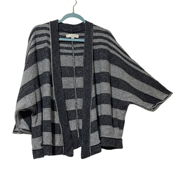 Striped Open-Front Poncho Cardigan By Loft Small Rayon/Wool Blend Size S - Picture 2 of 7